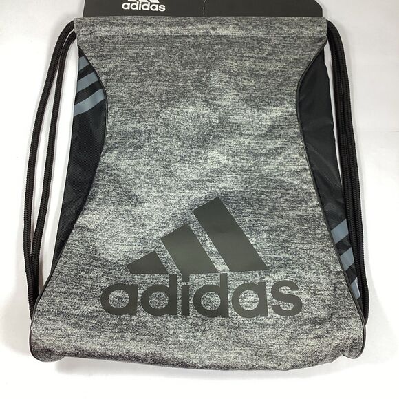 Adidas Cinch Sack Bag Drawstring Athletic Sports School Burst Sackpack Black New - Picture 3 of 8